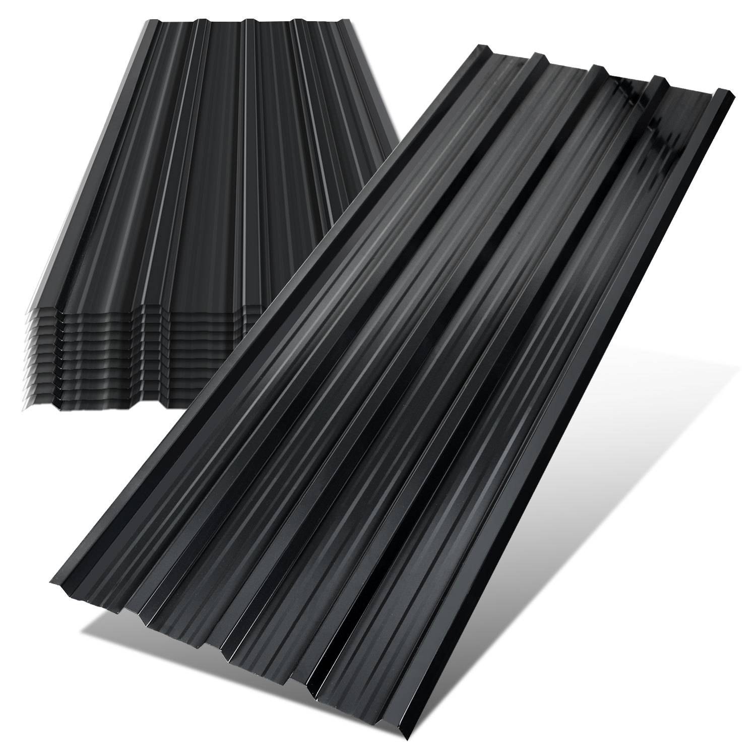 12x Profilblech Trapezblech Dachblech, Verzinktes Stahlblech - Wellenprofil in Anthrazit, Stahl Außenbereich Dachplatten, für Dächer, Carports