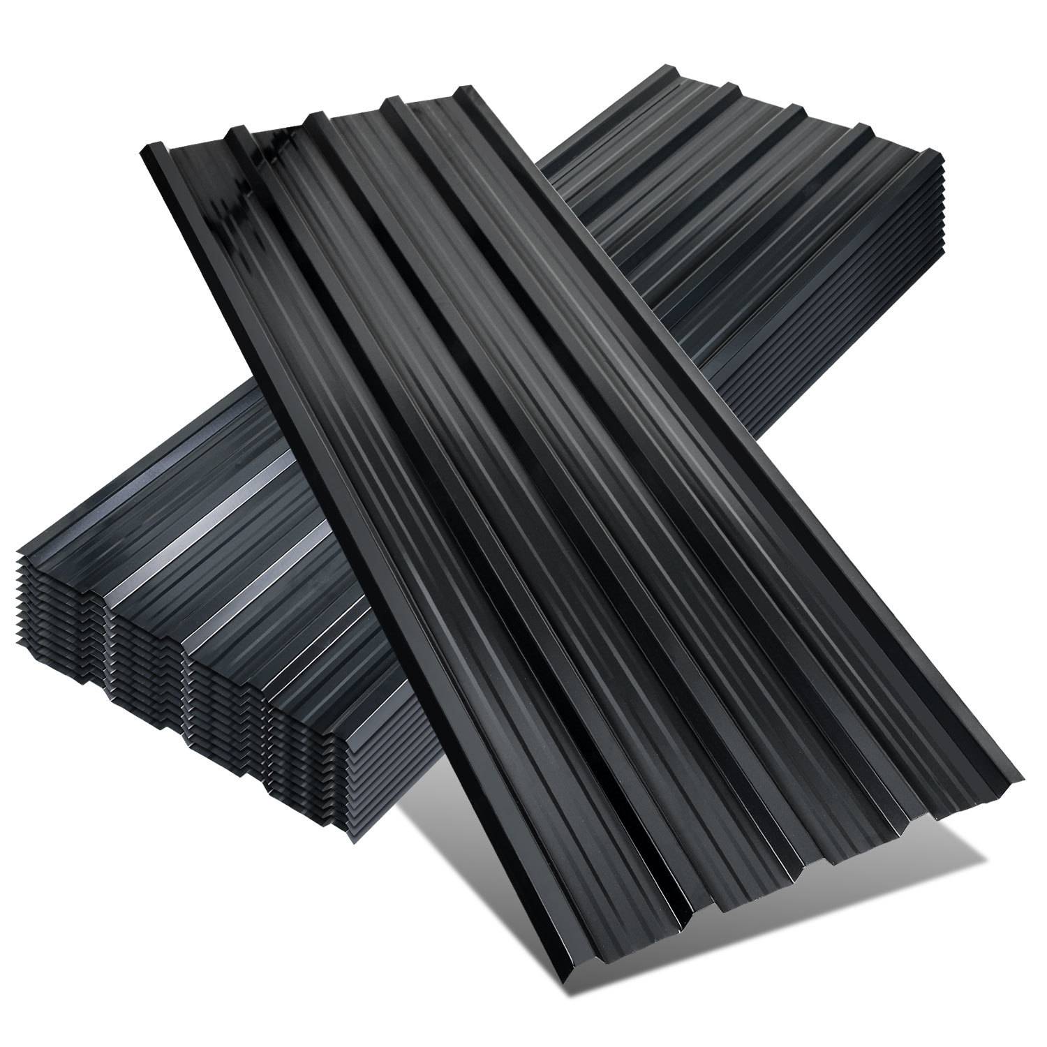 24x Profilblech Trapezblech Dachblech, Verzinktes Stahlblech - Wellenprofil in Anthrazit, Stahl Außenbereich Dachplatten, für Dächer, Carports
