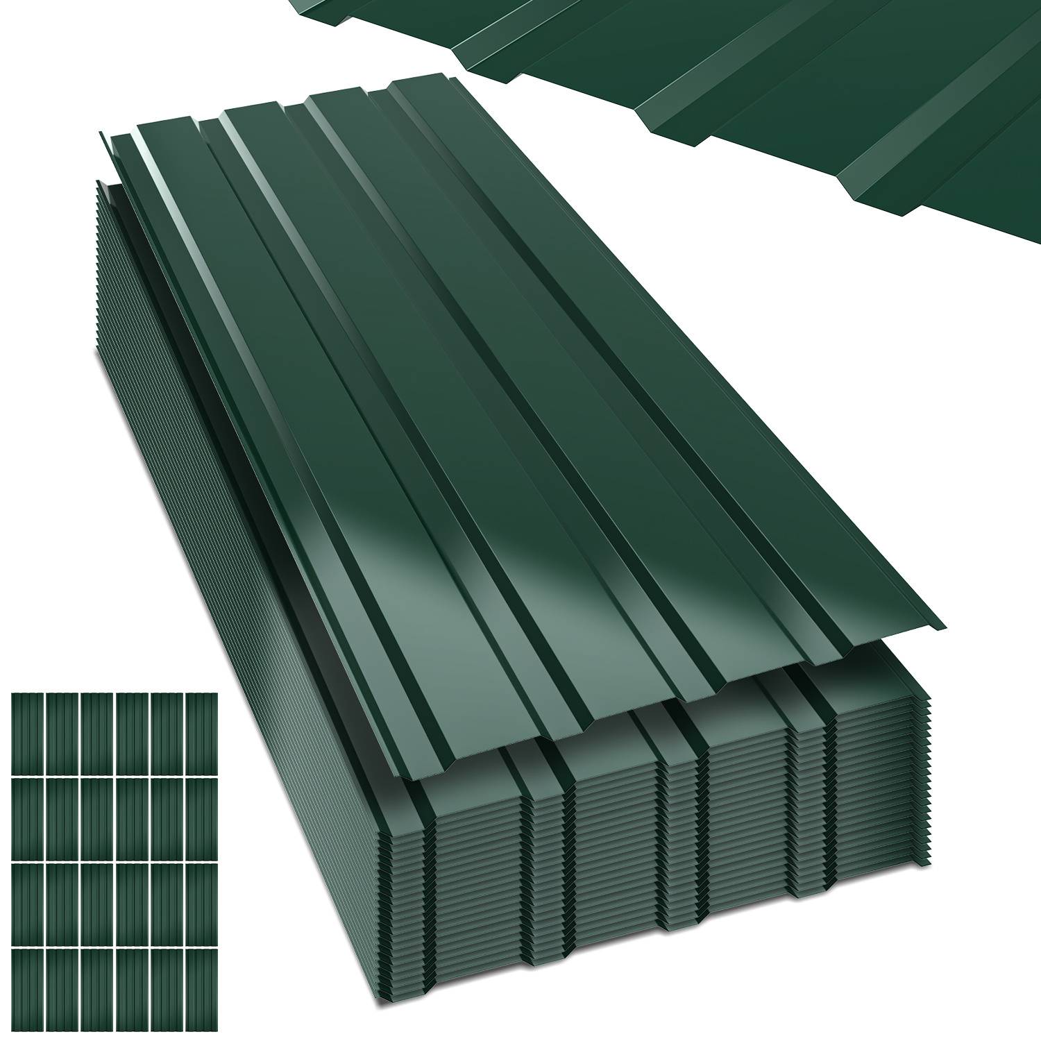 24x Trapezblech 115cm x 45cm = 12 m² Dachblech für Gerätehaus Carport Grün verzinkt Profilblech Wandblech Dachblech Wellblech Dachplatten