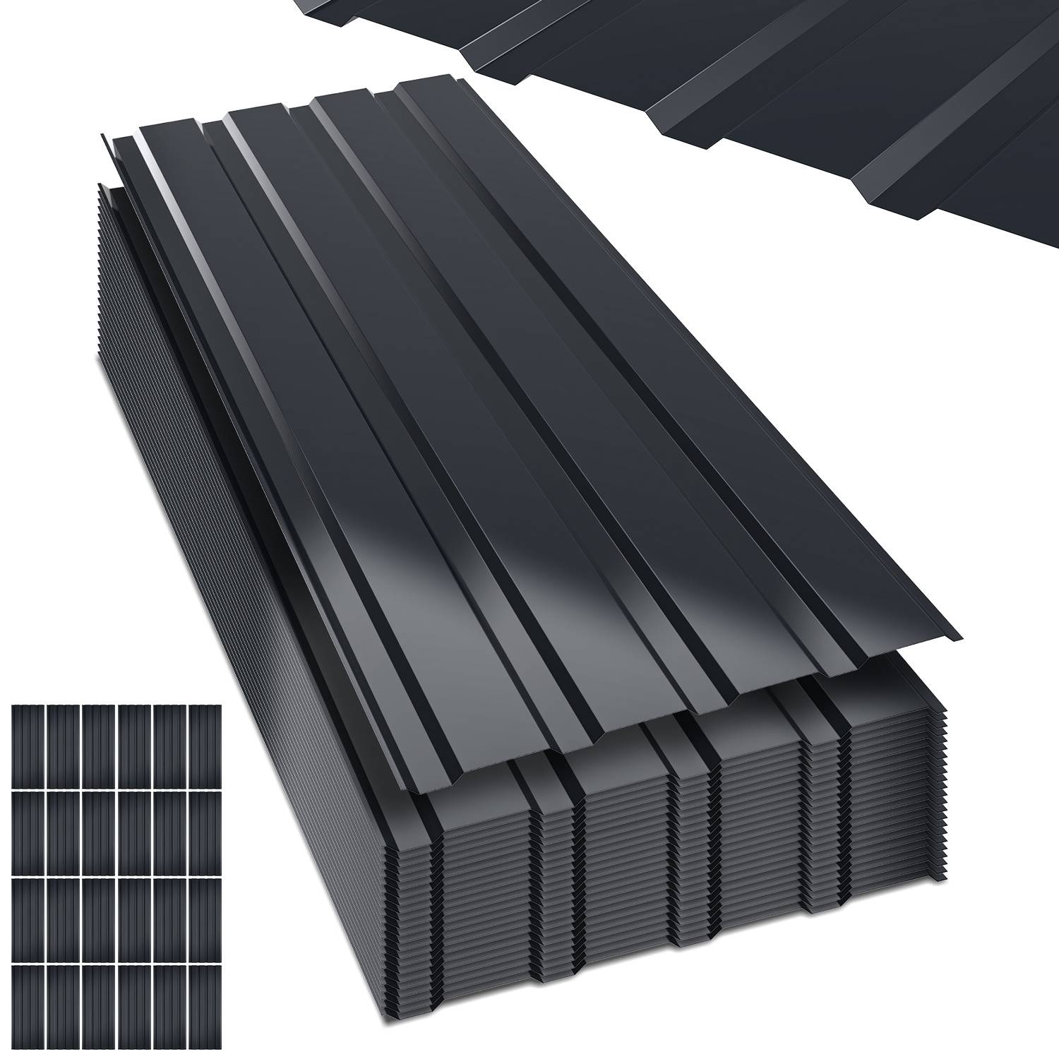 24x Trapezblech 115cm x 45cm = 12 m² Dachblech für Gerätehaus Carport Anthrazit verzinkt Profilblech Wandblech Dachblech Wellblech Dachplatten