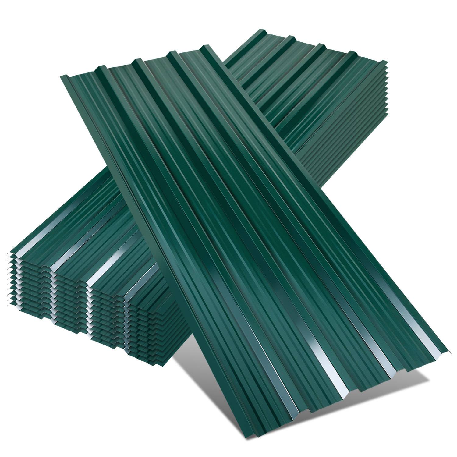 24x Trapezblech Dachplatten 129x46 cm Grün Verzinkt für Carport Schuppen
