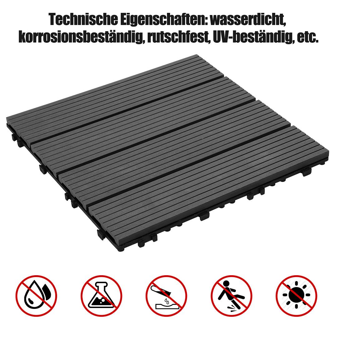 55 Stück Terrassenfliesen 5m² Holzfliesen 30x30 cm Terrassenfliesen Holz Fliesen mit Klicksystem für Terrasse Balkon