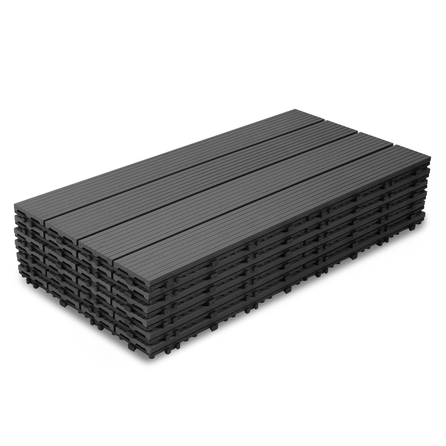 Terrassenfliesen 36 Stück Holzfliesen Balkon 30x60cm, WPC Fliesen Wasserfilterbar Terrassen Garten, Anthrazit