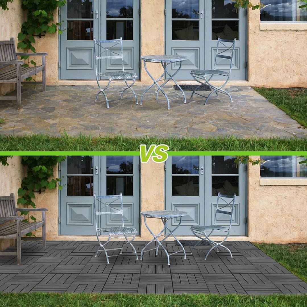 30 x 60cm Braun Terrassenfliesen 48 Stück Klickfliesen in Holzoptik, WPC Fliese