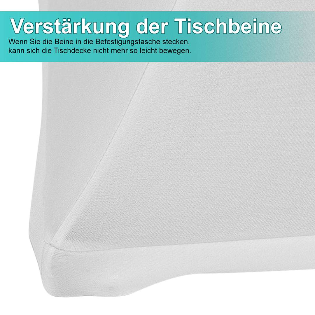 2× Stehtischhusse Stretch Weiß elastischer Bistrotisch Überzug, ø 80×110 cm