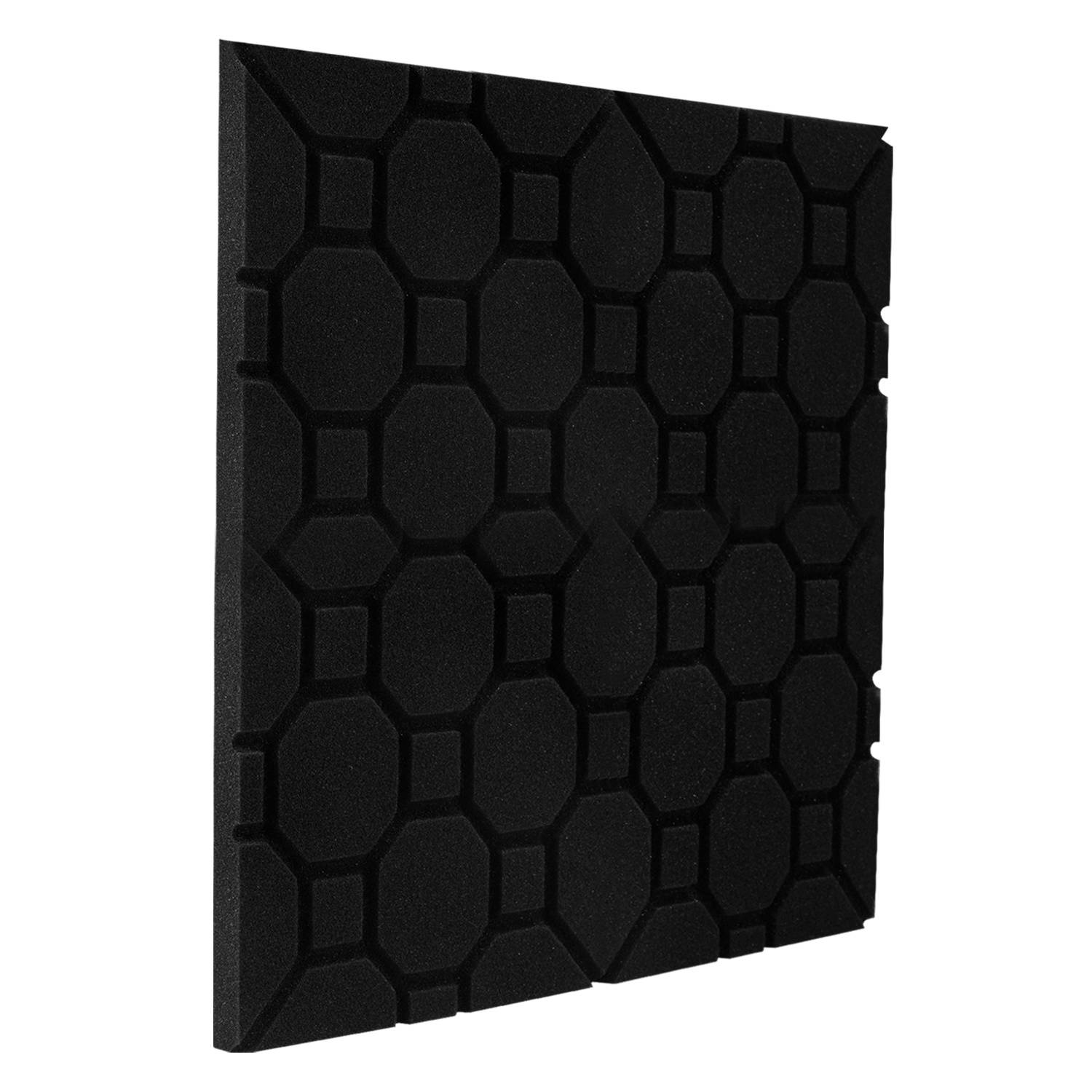 48 Stück Akustikschaumstoff Akustikschaum Matten 30 x 30 x 2.5cm Schalldämmmatten zur effektiven Schaumstoff Fliesen Würfelprofil Schwarz