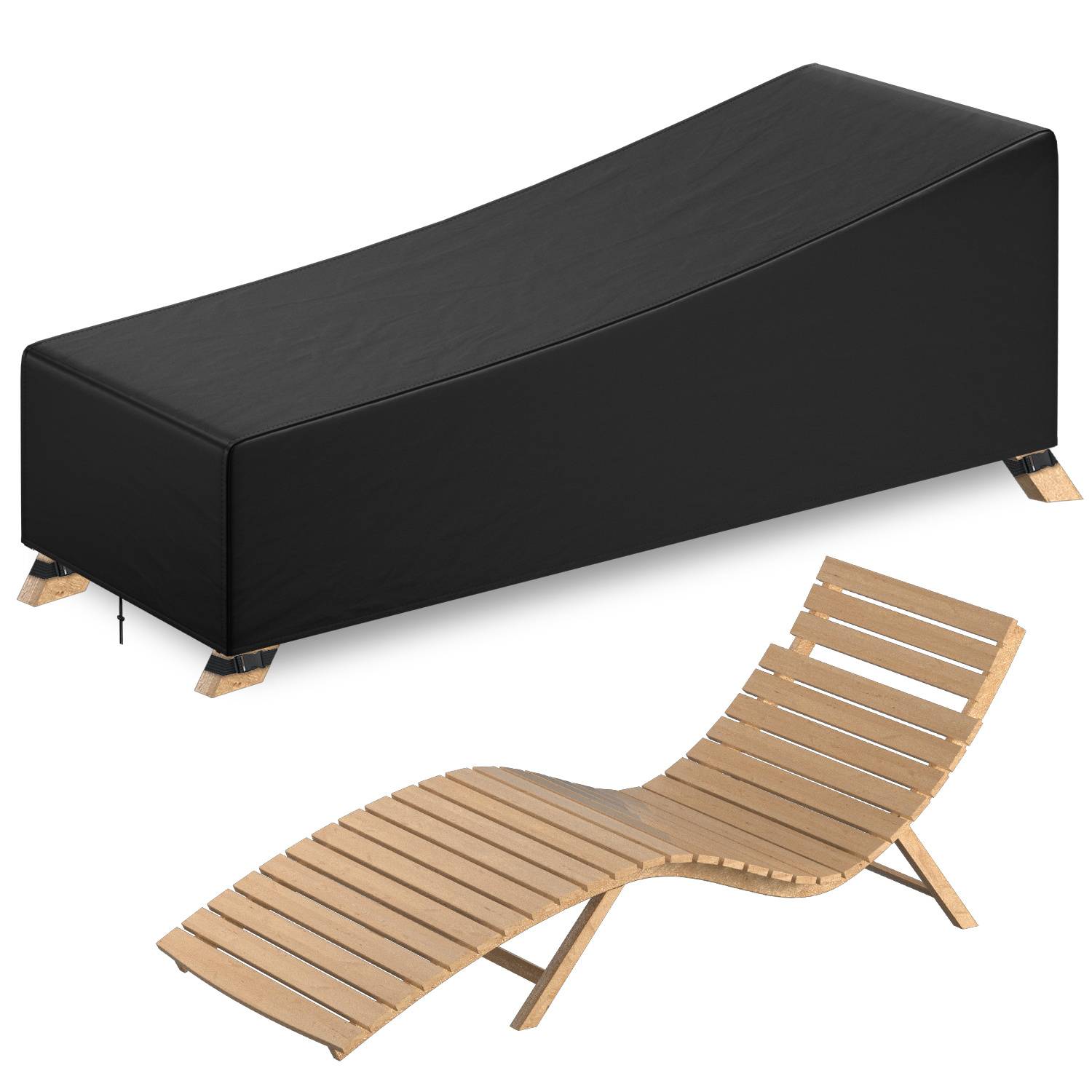 Gartenliege Abdeckung 200×75×40/70 cm, Wasserdichte Schutzhülle aus 420D Oxford-Gewebe, UV-beständig, Reißfest, mit Befestigungsschnur