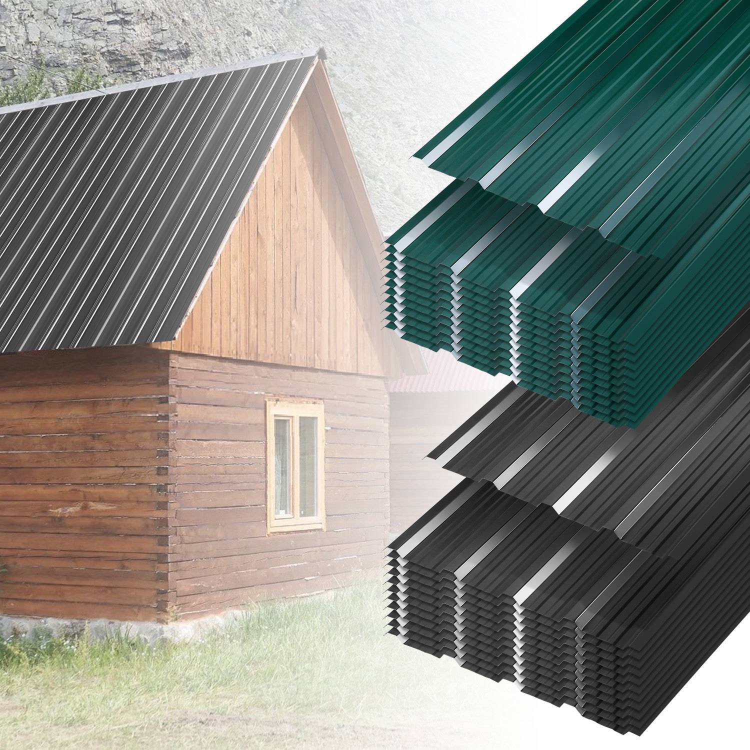 24x Profilblech Trapezblech Dachblech, Verzinktes Stahlblech - Wellenprofil in Grün, Stahl Außenbereich Dachplatten, für Dächer, Carports