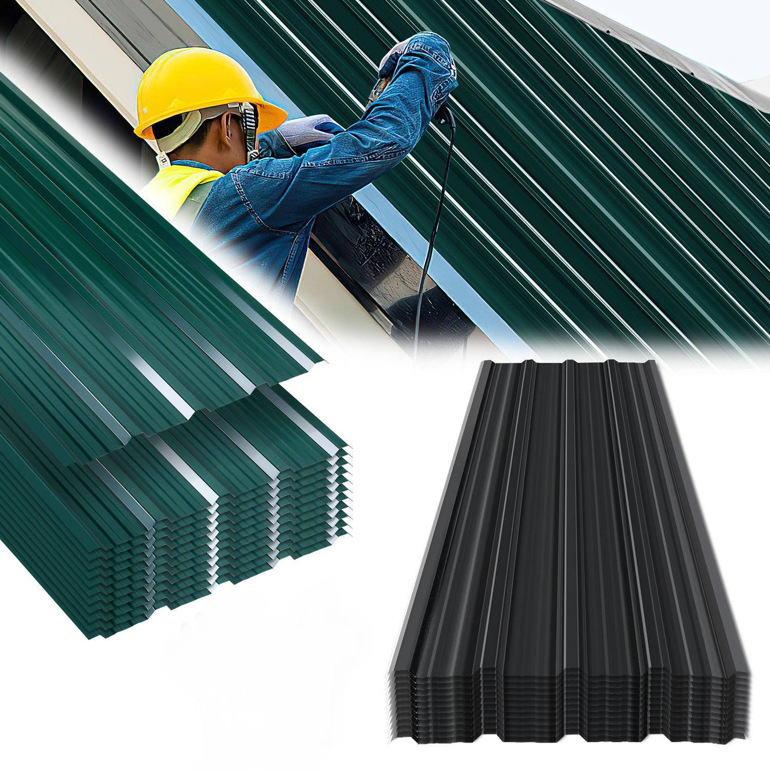 24x Profilblech Trapezblech Dachblech, Verzinktes Stahlblech - Wellenprofil in Anthrazit, Stahl Außenbereich Dachplatten, für Dächer, Carports