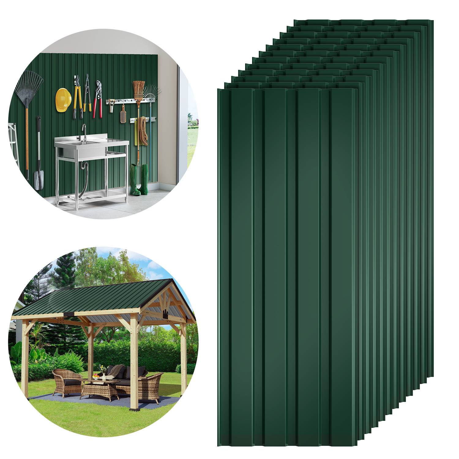 36x Trapezblech 115cm x 45cm = 18 m² Dachblech für Gerätehaus Carport Grün verzinkt Profilblech Wandblech Dachblech Wellblech Dachplatten