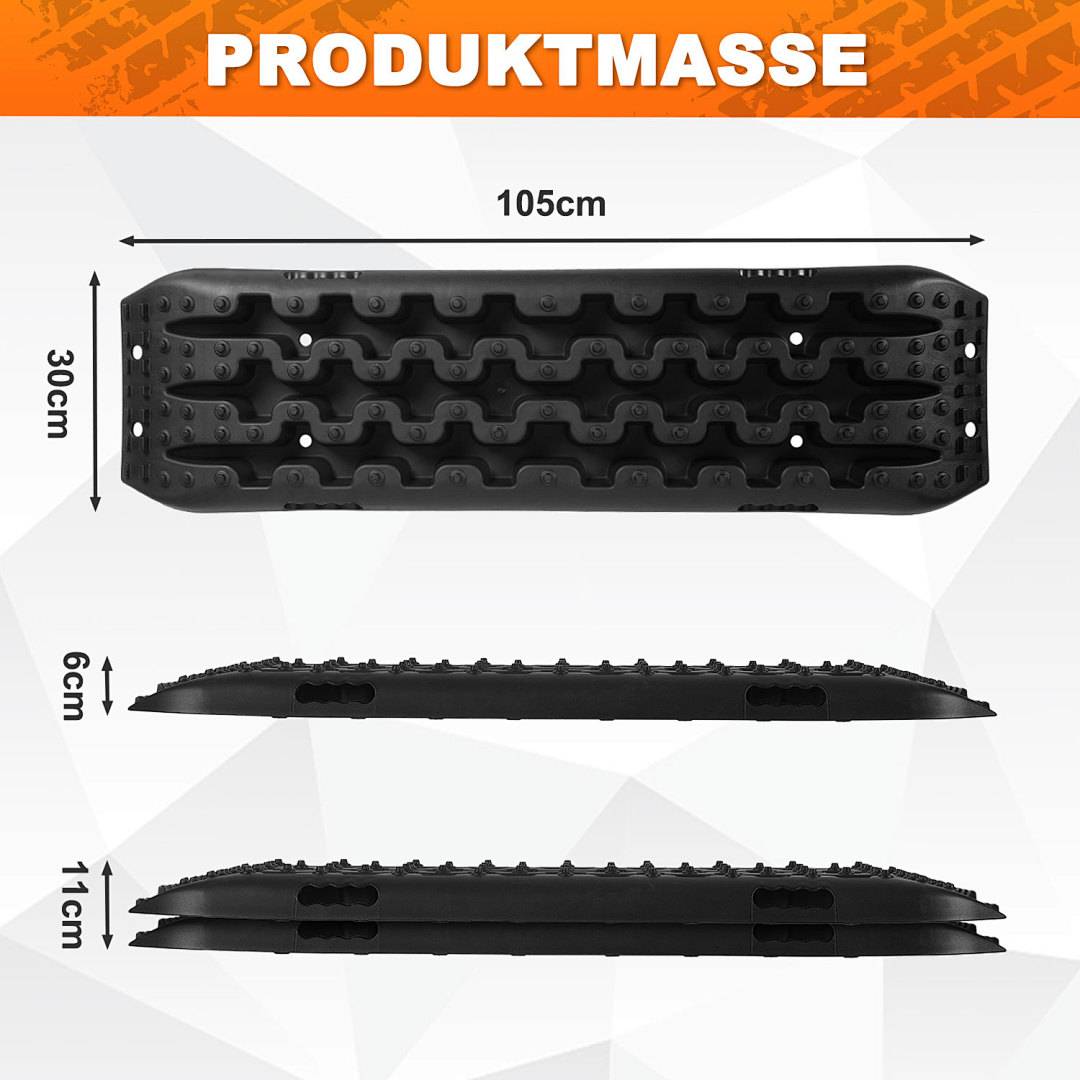 Anfahrhilfe Sandbleche 2er Set 10T, Recovery Boards 105x30x6 cm mit Tasche & Halterung, für Wohnmobil 4x4