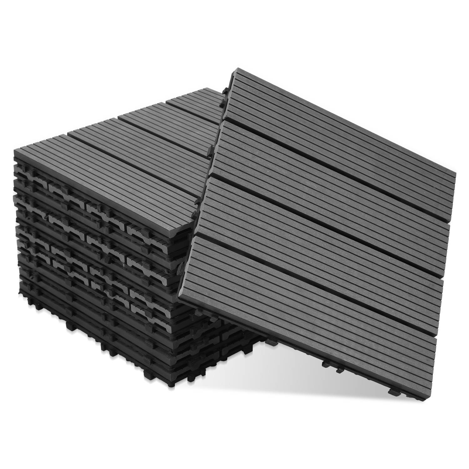 33 Stück Terrassenfliesen 3m² Holzfliesen 30x30 cm Terrassenfliesen Holz Fliesen mit Klicksystem für Terrasse Balkon