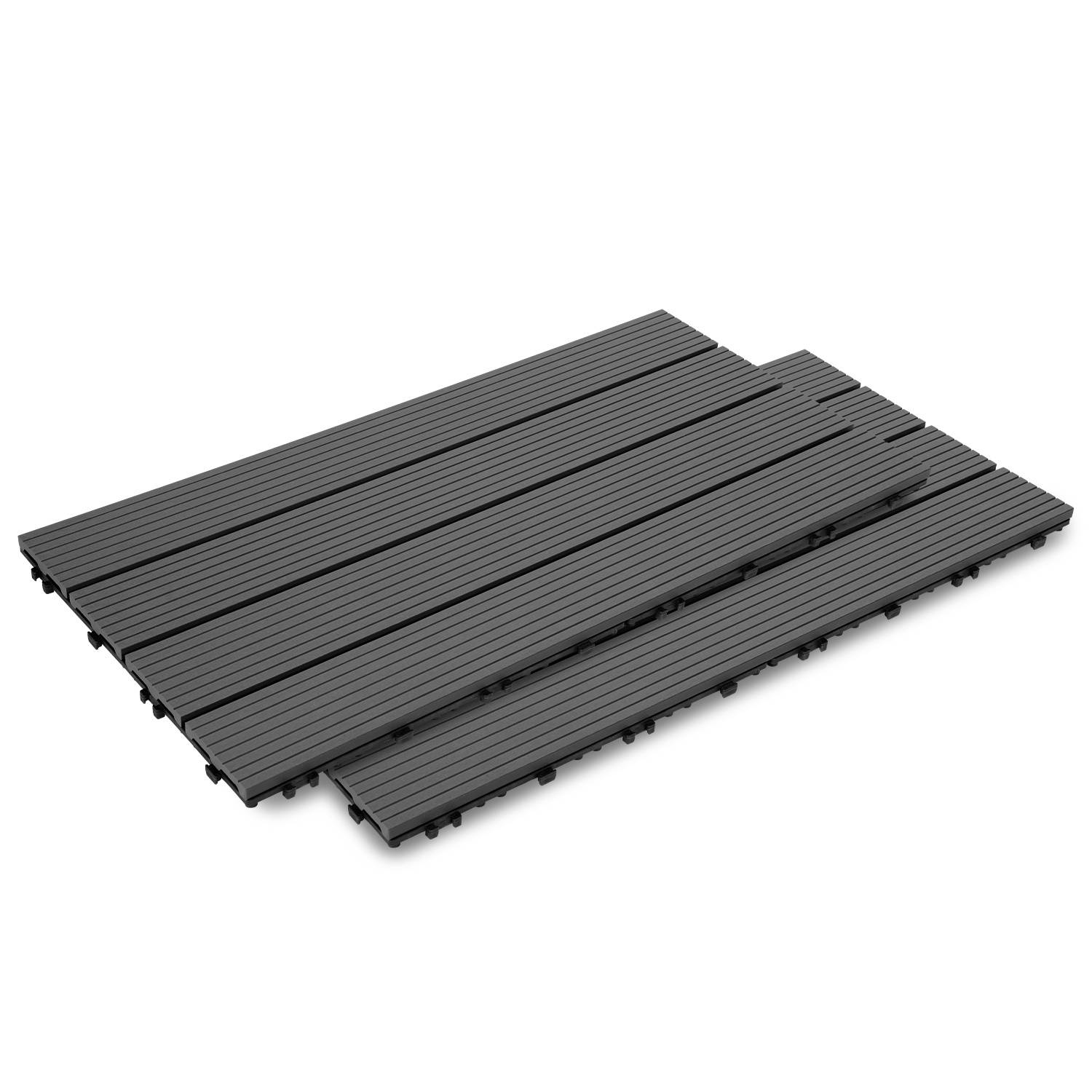 Terrassenfliesen 30 Stück Holzfliesen Balkon 30x60cm, WPC Fliesen Wasserfilterbar Terrassen Garten, Anthrazit