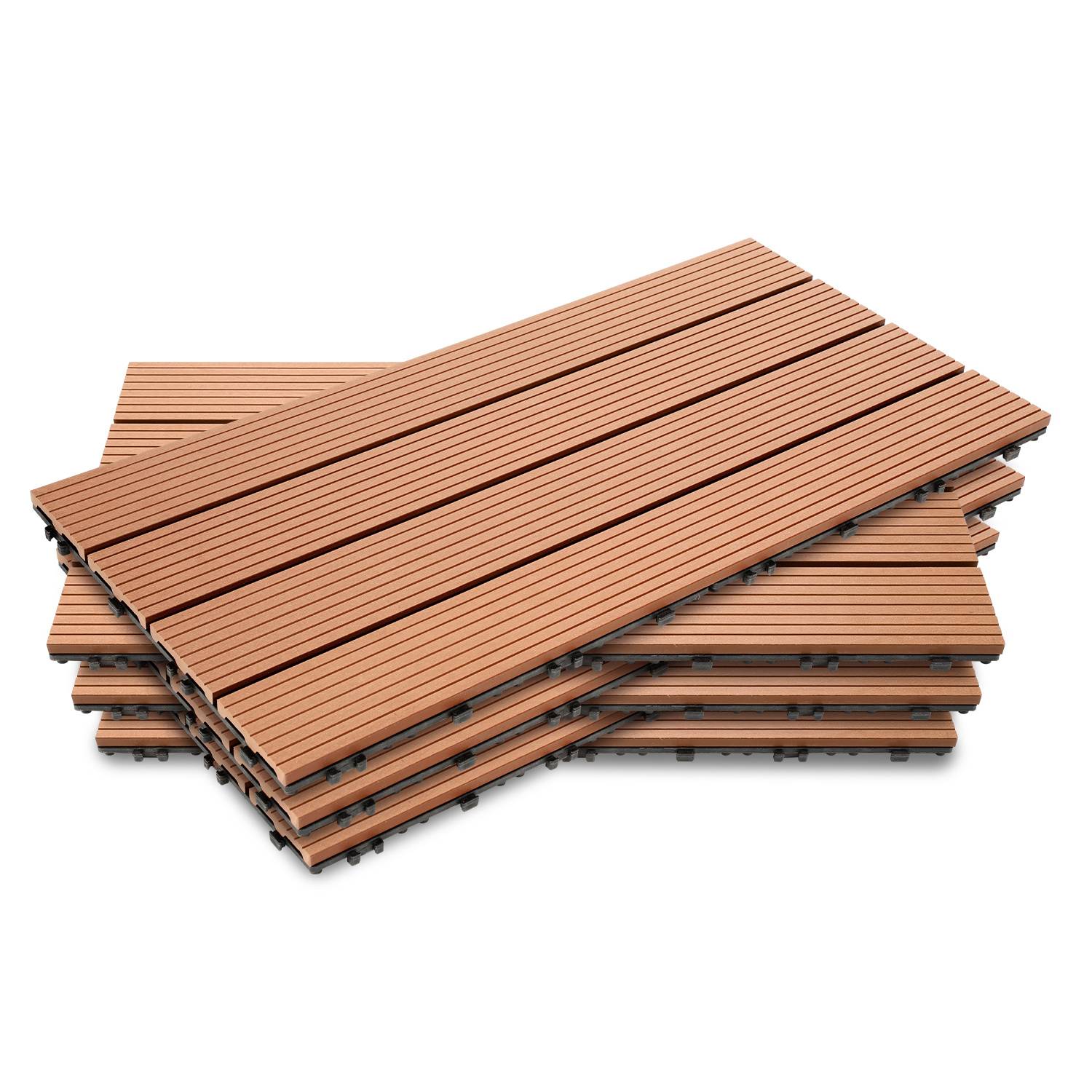 30 x 60cm Braun Terrassenfliesen 12 Stück Klickfliesen in Holzoptik, WPC Fliese