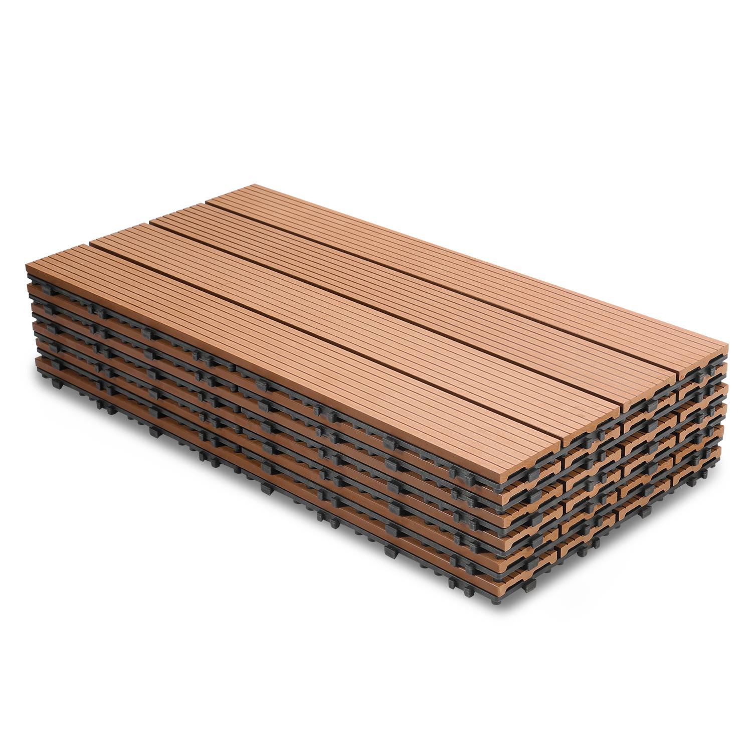 30 x 60cm Braun Terrassenfliesen 36 Stück Klickfliesen in Holzoptik, WPC Fliese