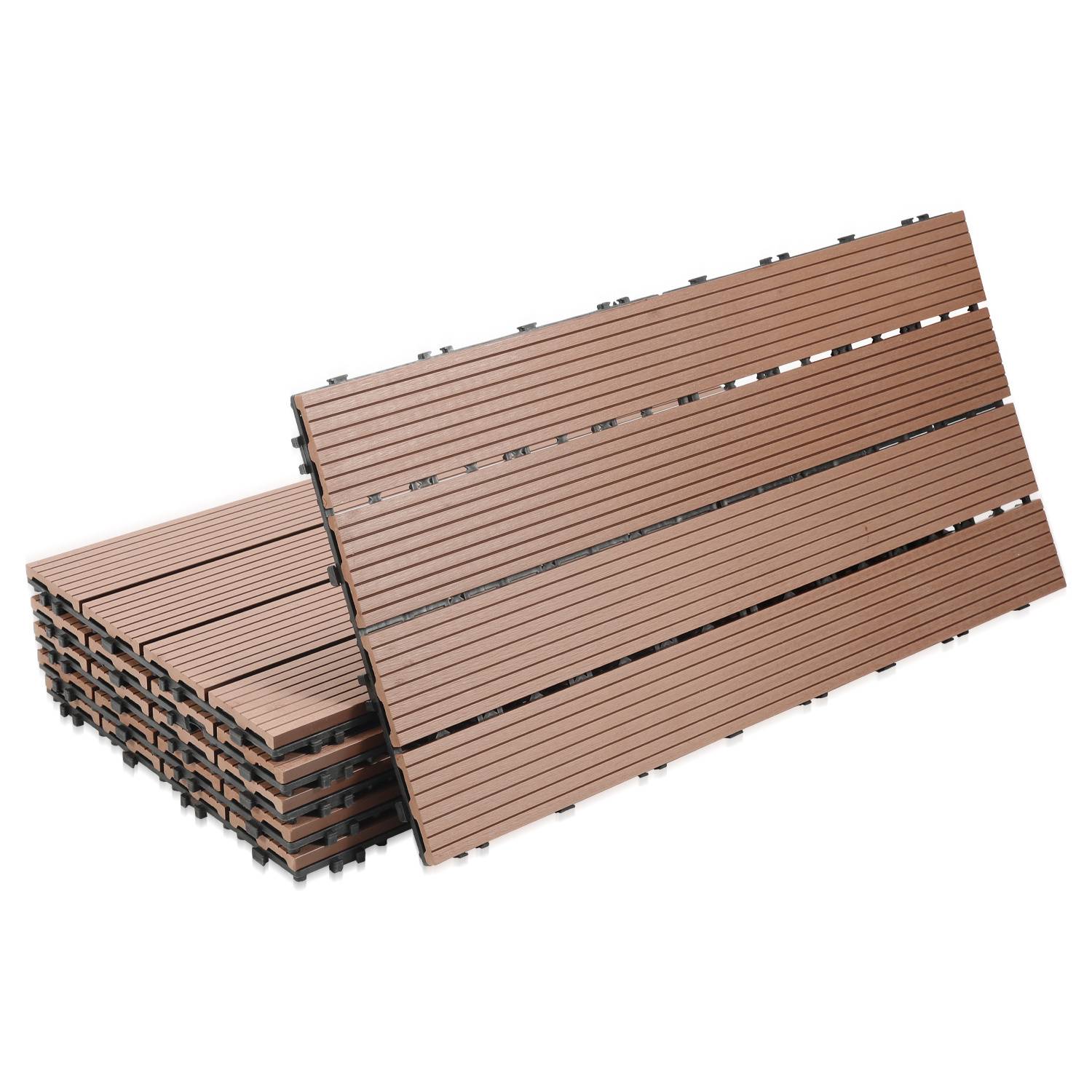 30 x 60cm Braun Terrassenfliesen 42 Stück Klickfliesen in Holzoptik, WPC Fliese