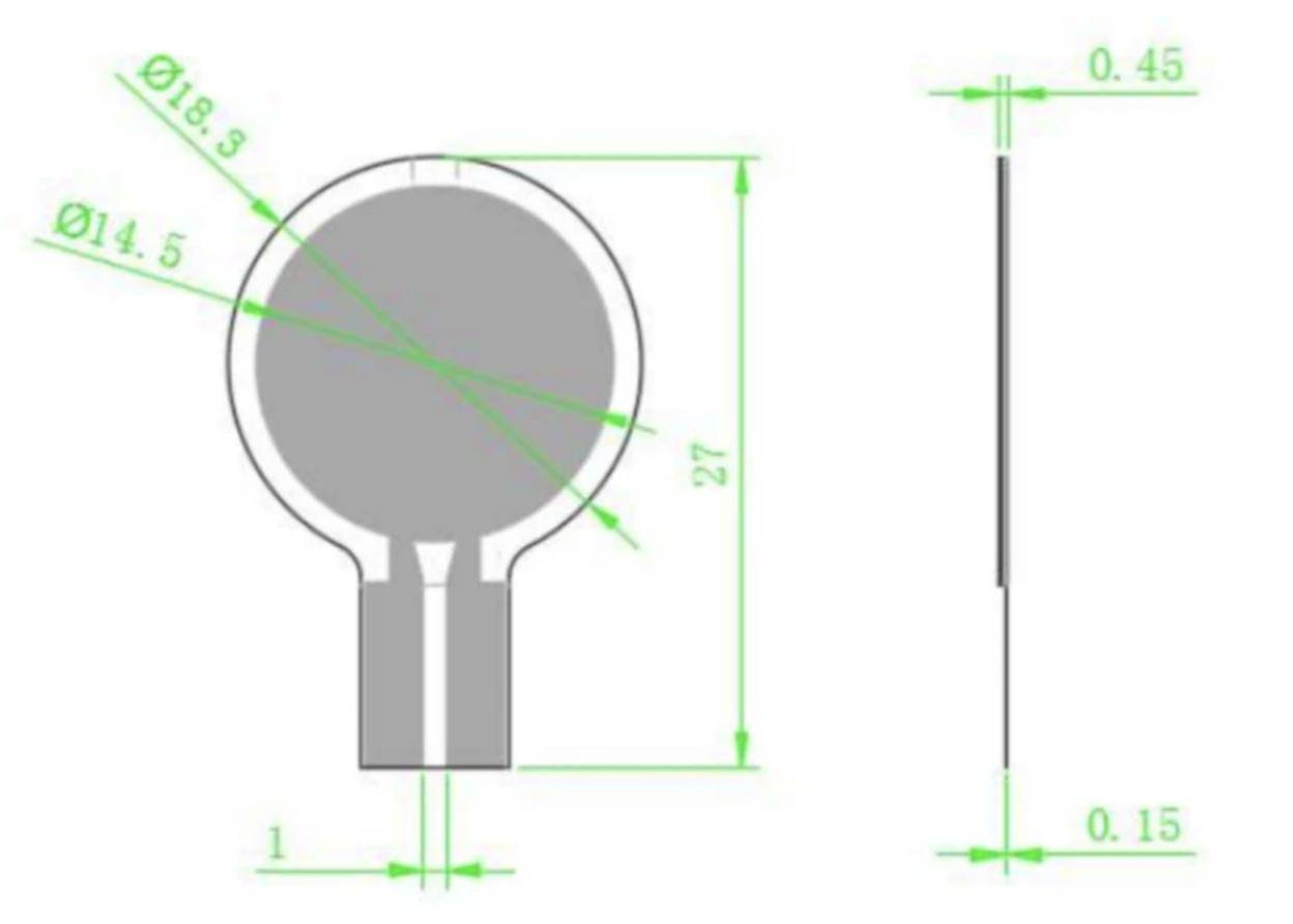 DFRobot ultradünner Flex-Kraftsensor, 0,45mm, 20 g bis 6 kg, bis 120 °C, graphenbasiert, kreisförmig