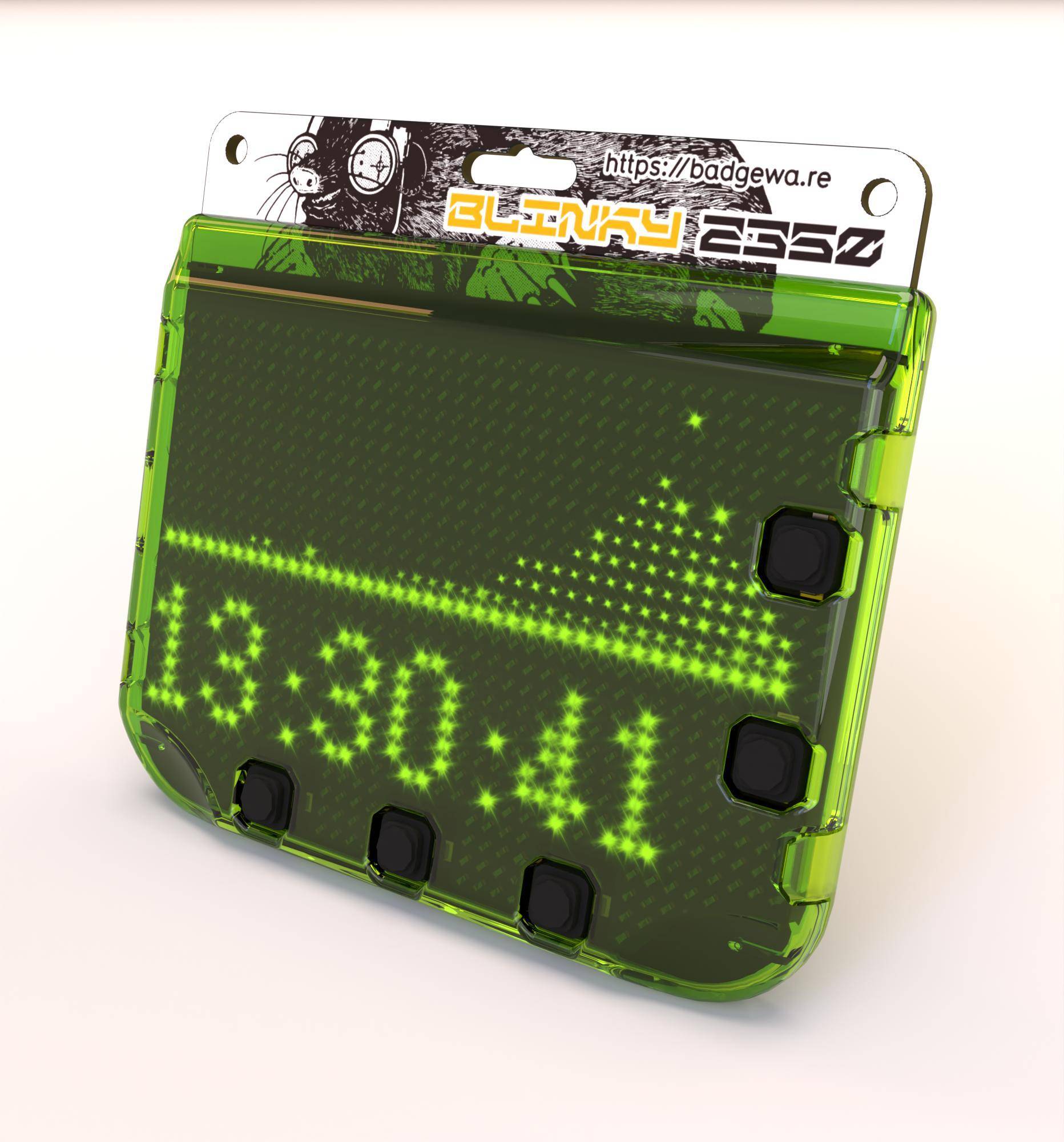 Pimoroni Badgeware-Gehäuse-Set aus Polycarbonat, Vorderseite + Rückseite - Farbe: grün