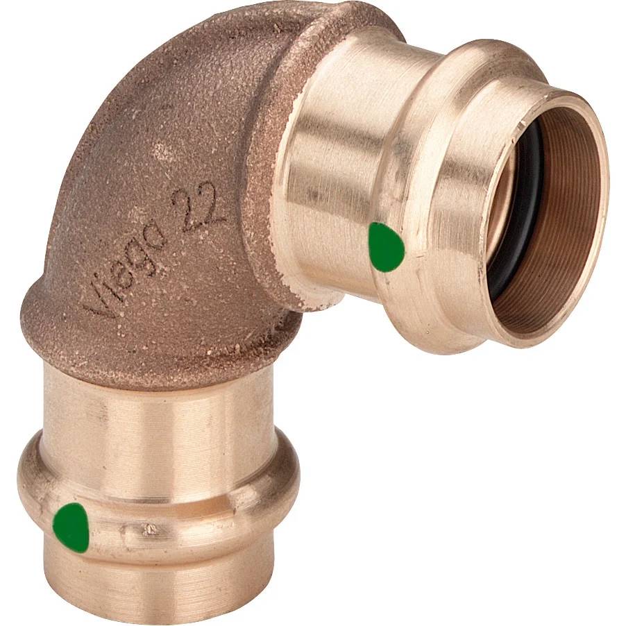 Viega Pressbogen, Sanpress, 90°, d15, SC-Contur, Rotguss/Bronze, 1 Stk.