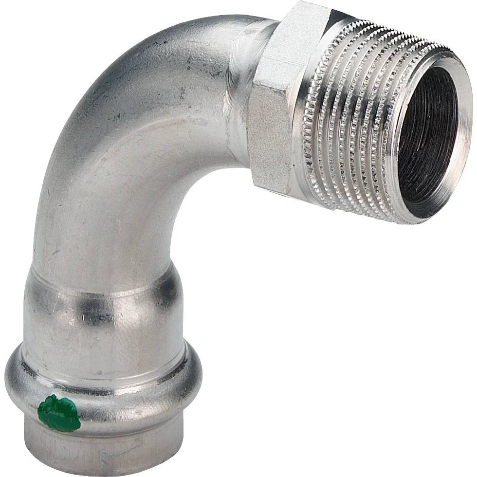 Viega Übergangsbogen, Sanpress Inox, 90°, d18×1/2 Zoll, SC-Contur, Edelstahl, 1 Stk.