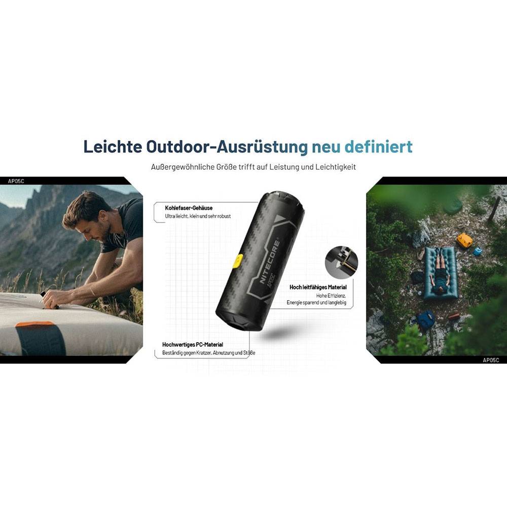 Nitecore AP05C mit NL169R Akku - Elektronische Miniluftpumpe