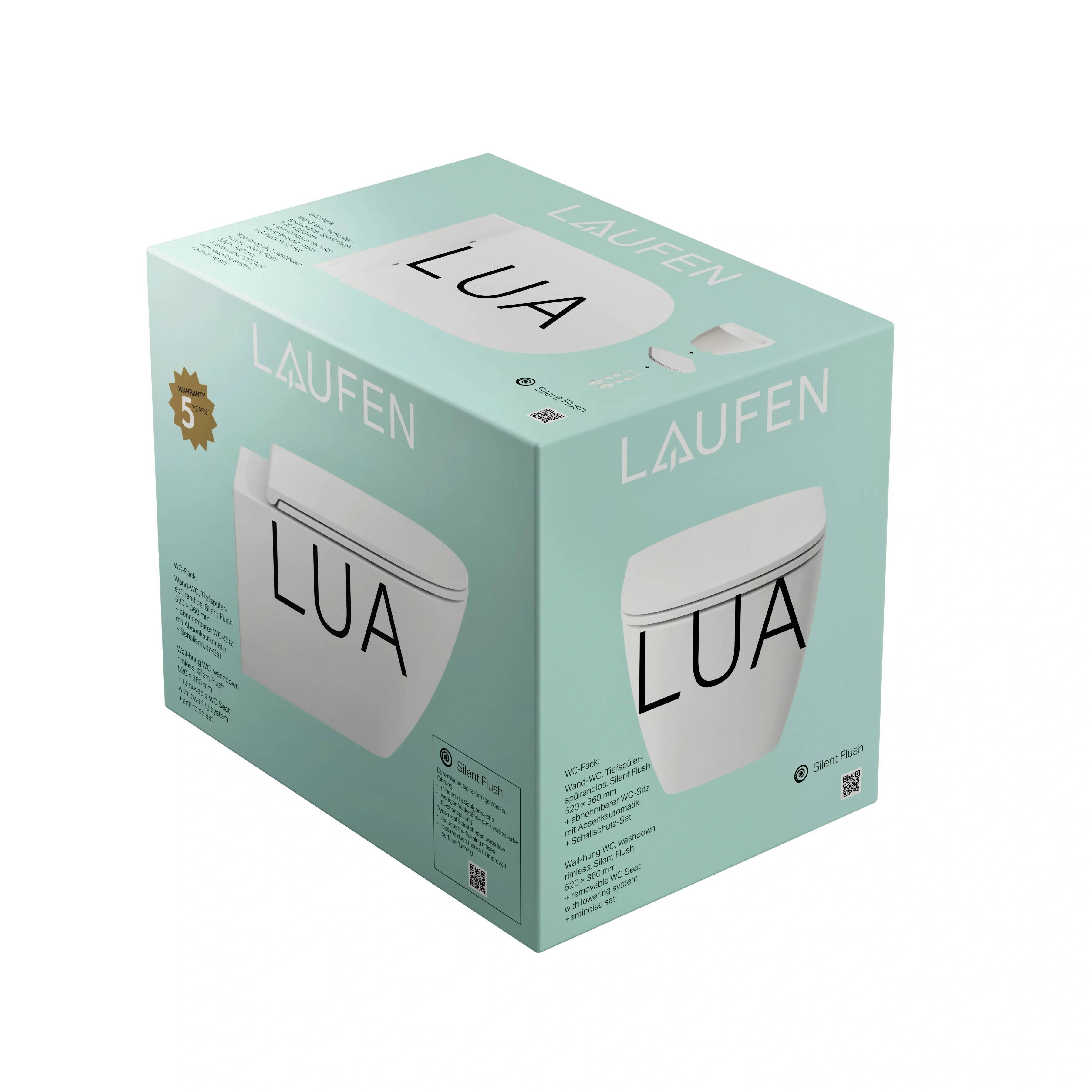 Laufen Wand-WC-Set, LUA, 360×520mm, spülrandlos, Slim-Sitz, weiß, 1 Stk.