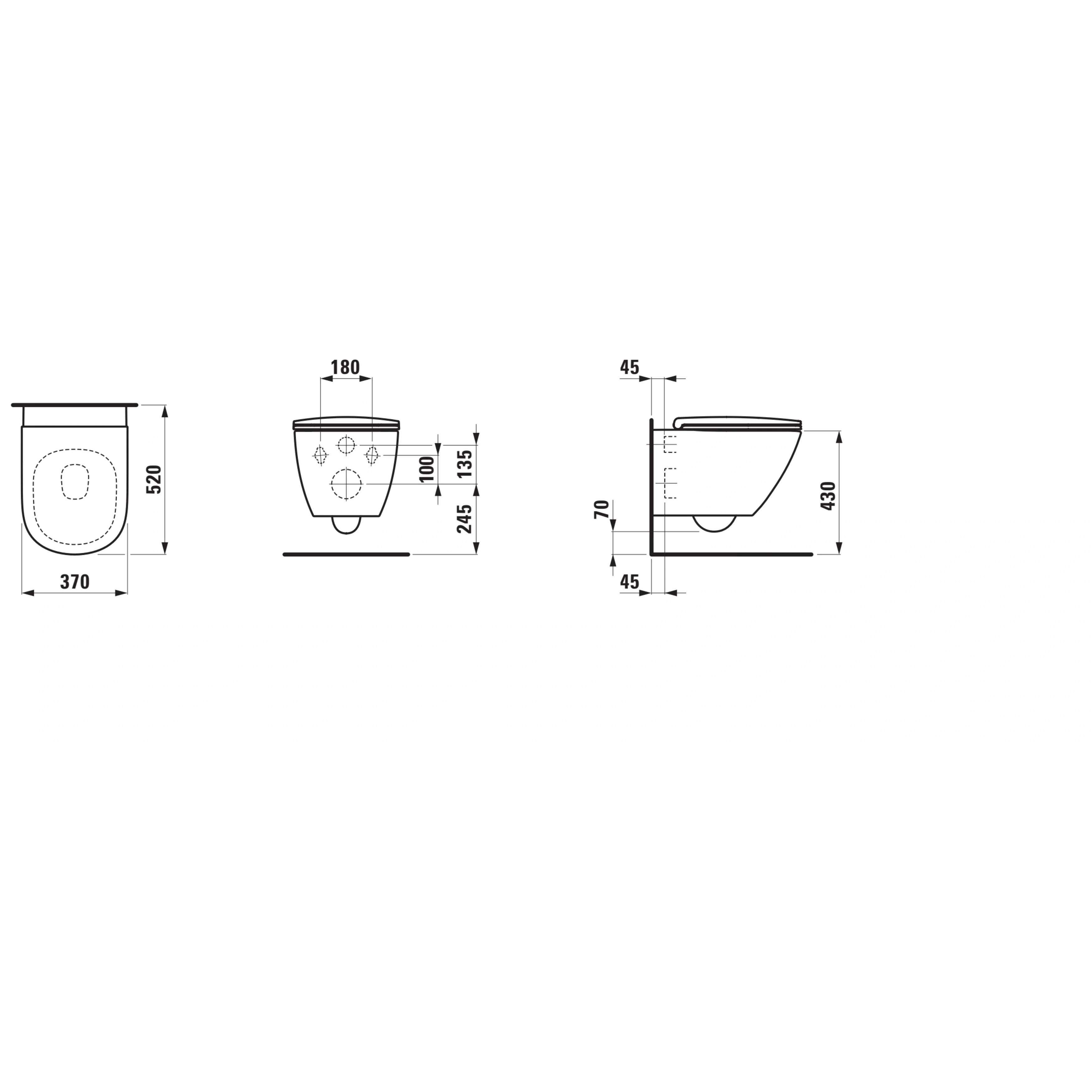 Laufen Wand-WC-Set, LUA, 360×520mm, spülrandlos, Slim-Sitz, weiß, 1 Stk.