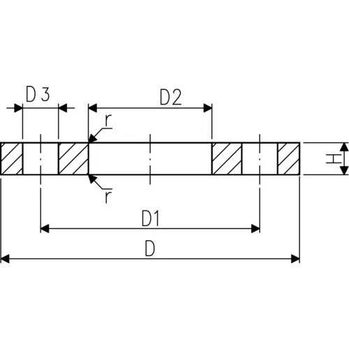 Technische Schnittzeichnung eines abgestuften Zylinderbauteils mit beschrifteten Abmessungen D, D1, D2, D3, H und Radius r.
