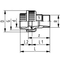 Georg Fischer GF Übergangsverschraubung, PVC-U/Ms, d 32x1" AG, Dichtung EPDM, 1 Stk.