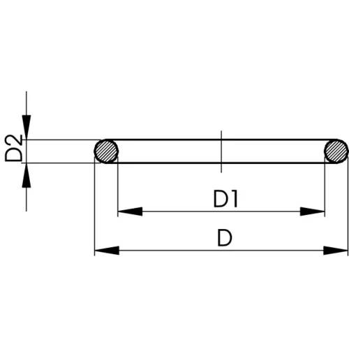 Technische Zeichnung eines horizontalen zylindrischen Teils mit Durchmesser D2 und Längen D1 und D mit Bemaßungspfeilen, die Messungen zwischen den Enden markieren.