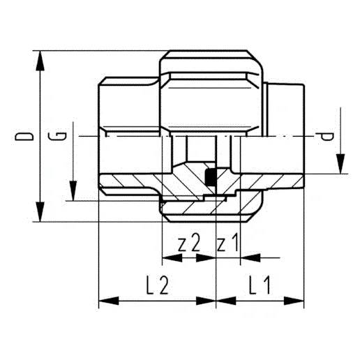 Georg Fischer GF Verschraubung, PP-H/EPDM, d 32, 1 Stk.