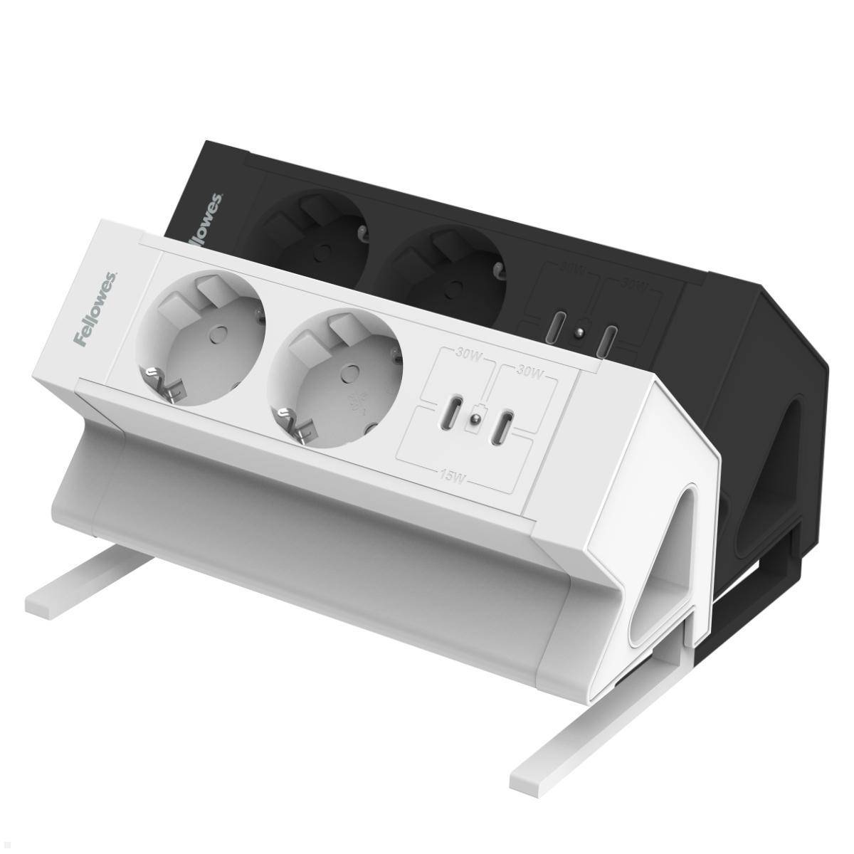 Fellowes Power Desk Up 2.0 Tischsteckdose mit 2x Steckdose, 2x USB-C Charger (10...