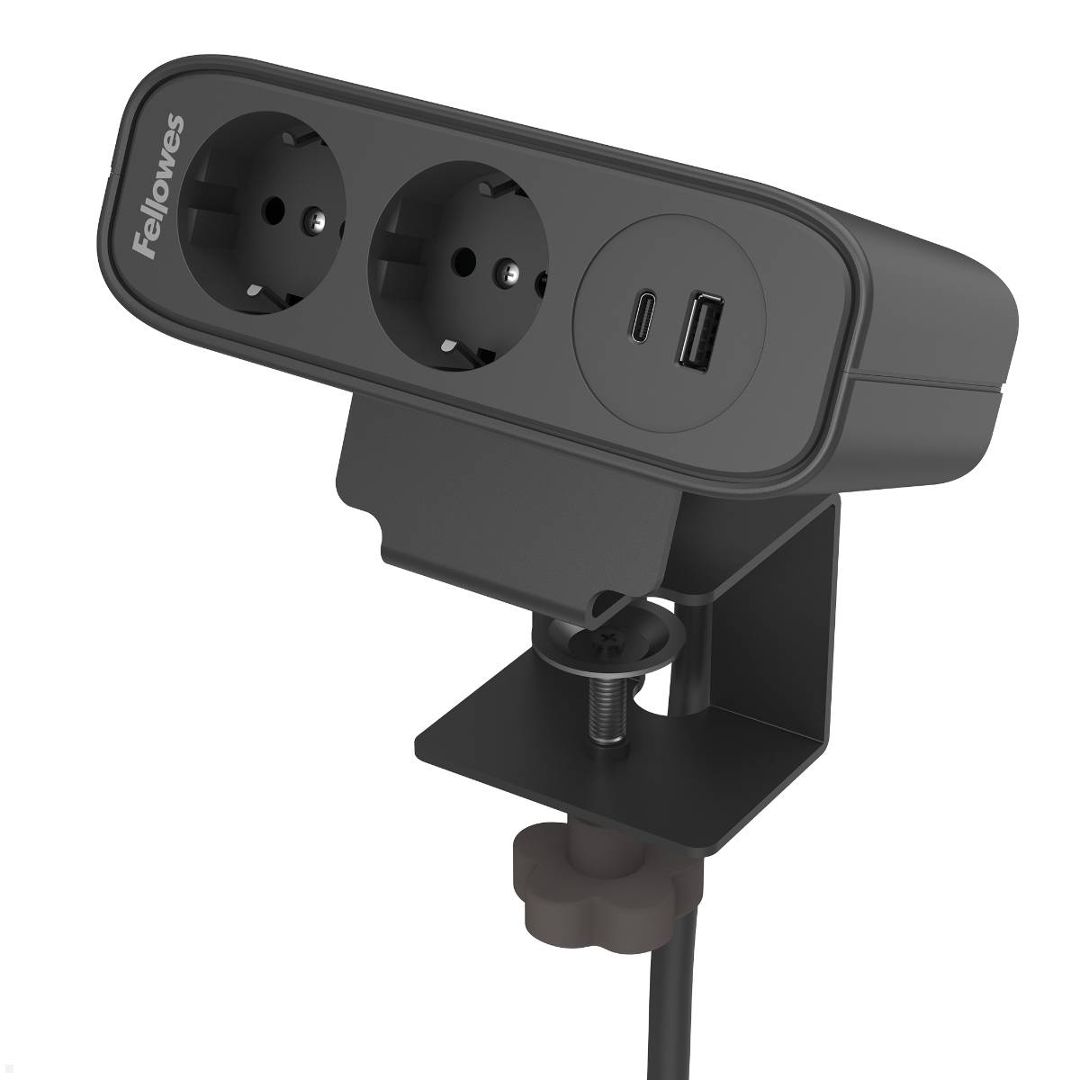 Fellowes Power Desk Up EP65 Tischsteckdose mit 2x Steckdose, 1x USB-A/C Charger ...