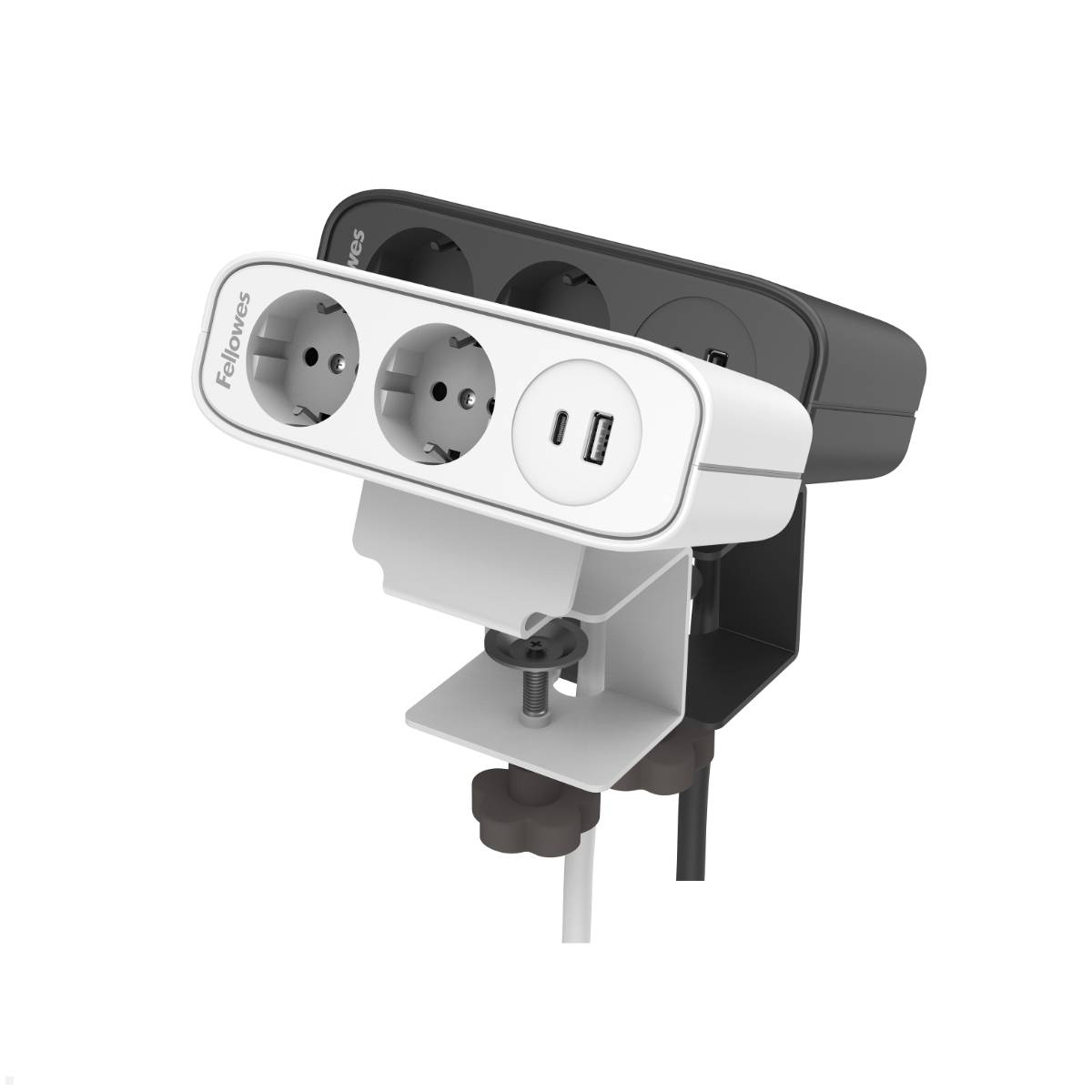 Fellowes Power Desk Up EP65 Tischsteckdose mit 2x Steckdose, 1x USB-A/C Charger ...