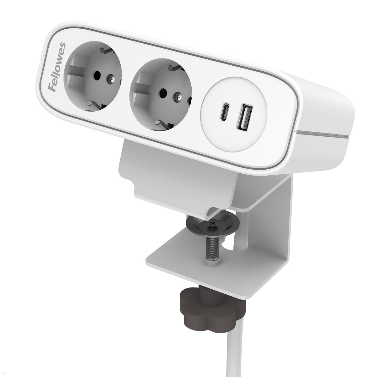 Fellowes Power Desk Up EP65 Tischsteckdose mit 2x Steckdose, 1x USB-A/C Charger ...