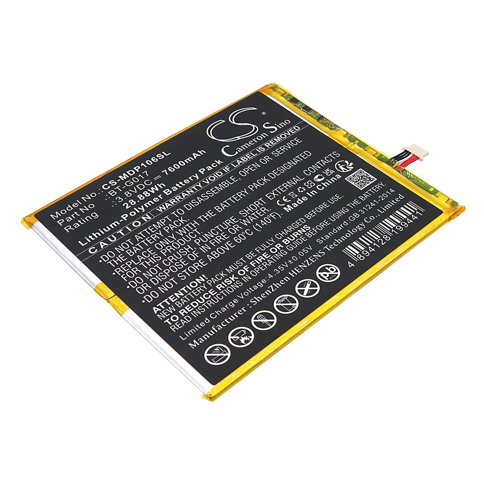 Powery Akku für Tablet Medion Lifetab P10602, 3,8V, Li-Polymer