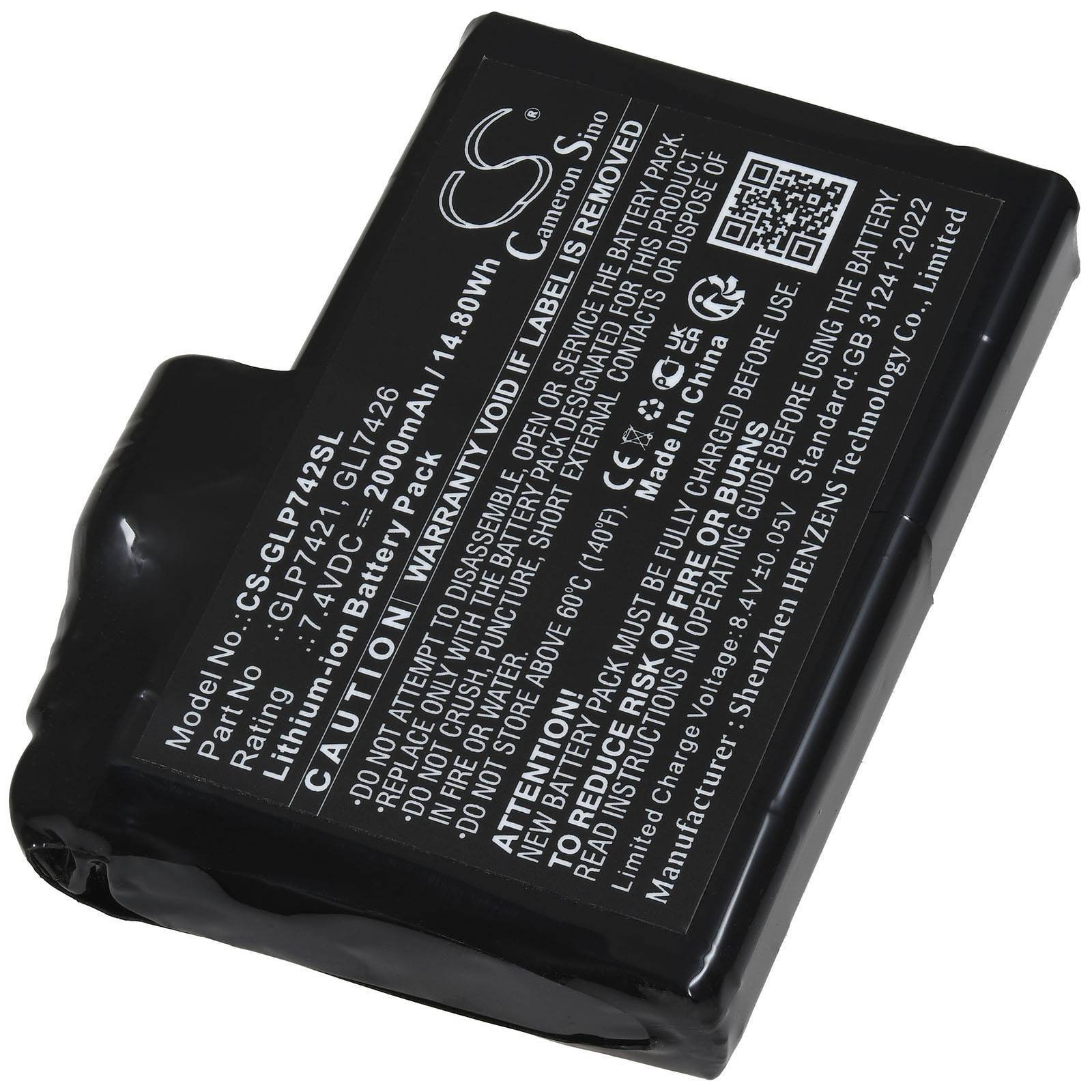 Powery Akku passend für Glovii GJ1 GJ1C GJ1G GJ1R GXR beheizbare Kleidung Typ GLI7426, 7,4V, Li-Polymer