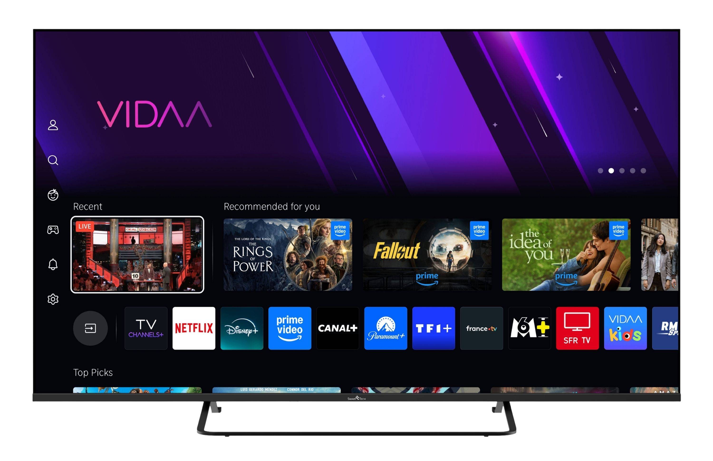 Smart Tech 50QV02K QLED Fernseher 50 Zoll Smart TV VIDAA HDR Fernseher mit 4K UHD, Bluetooth (2026)