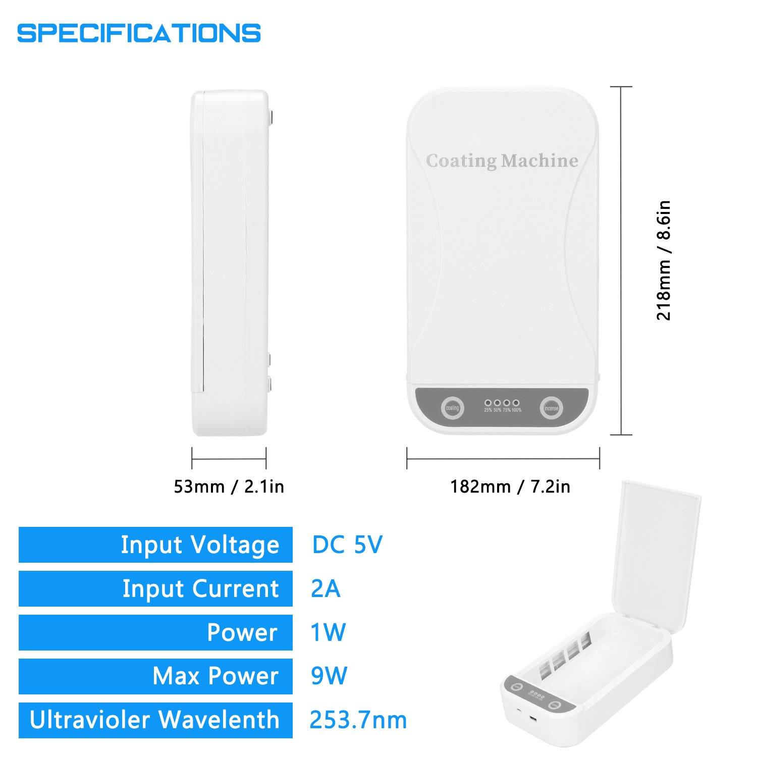 Multifunktionale UV-Sterilisationsbox mit Dual-USB-Ladeanschlüssen White