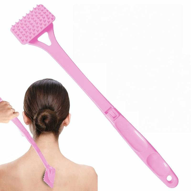 Langer, faltbarer Rückenkratzer – Ausziehbares Massagegerät zur Juckreizlinderung Pink