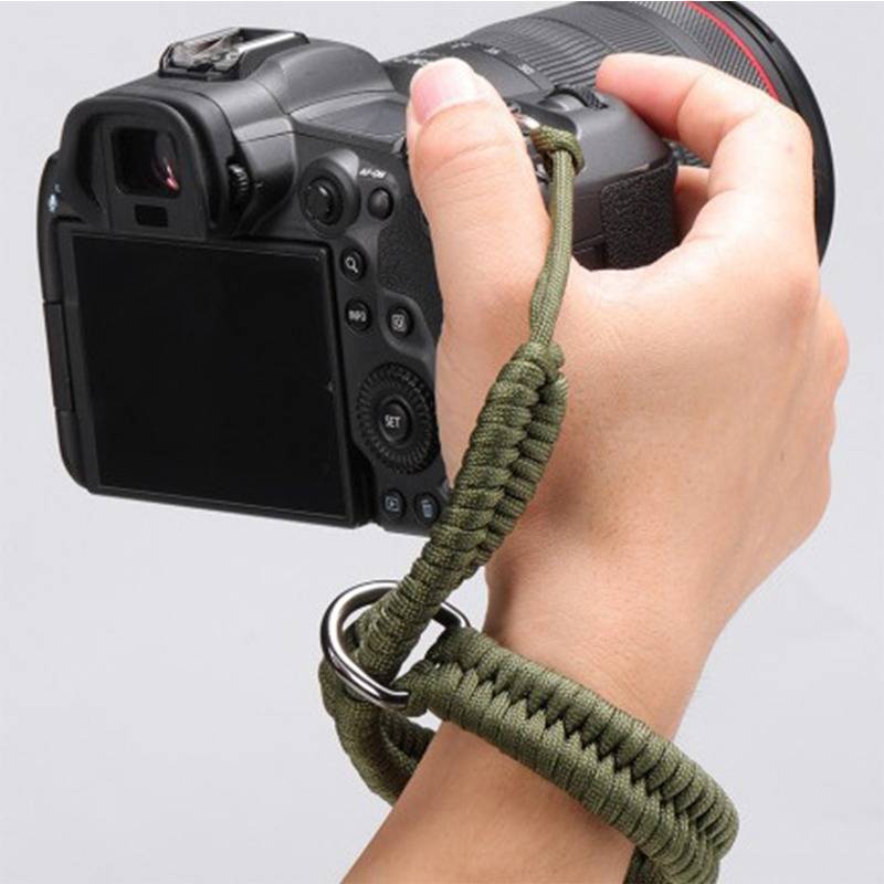 Handgefertigtes Kamera-Handgelenkband aus geflochtenem Nylon-Fallschirmseil - Rot Green