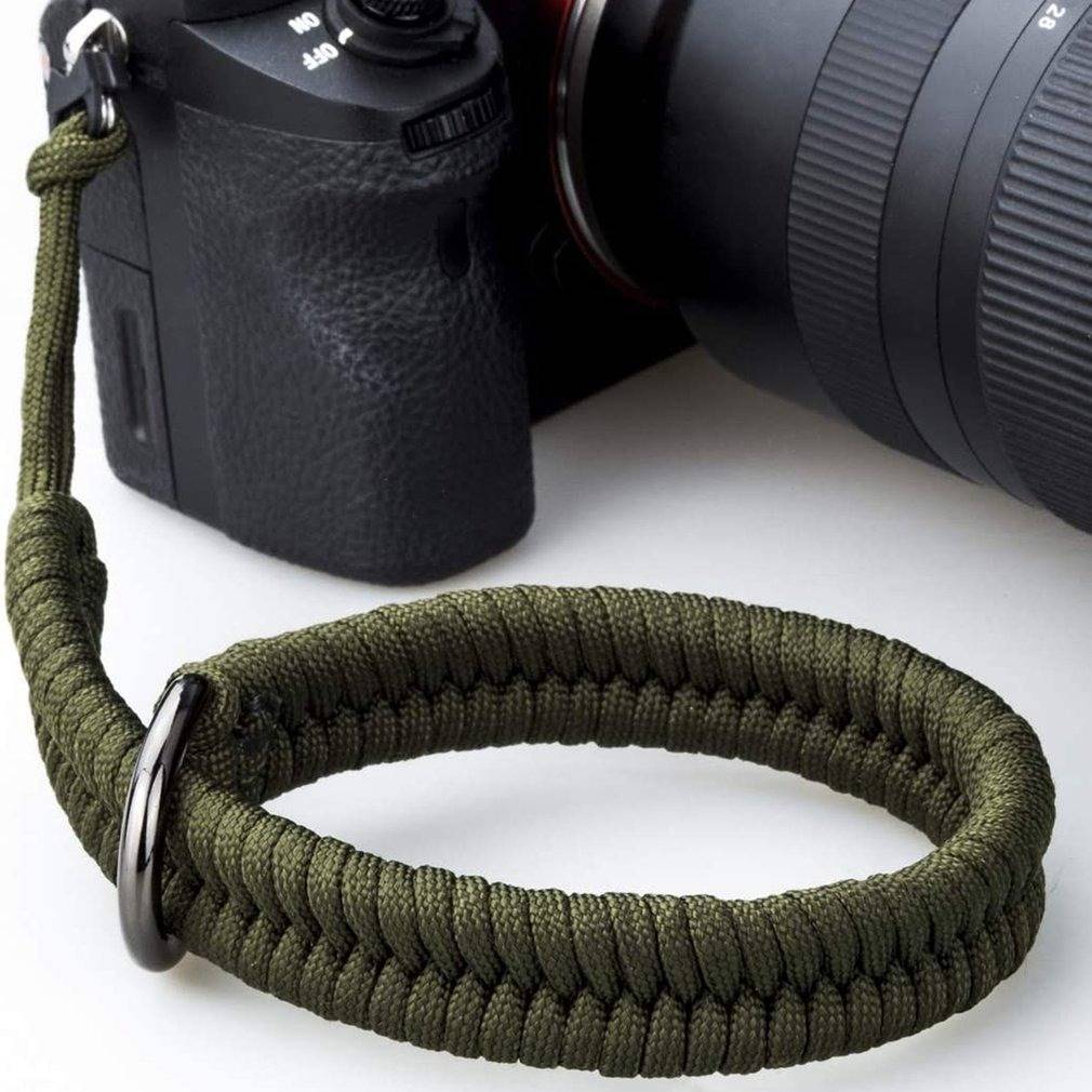 Handgefertigtes Kamera-Handgelenkband aus geflochtenem Nylon-Fallschirmseil - Rot Green