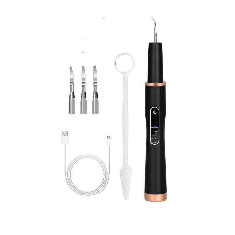 Ultraschall-Zahnsteinentferner und 4 Reinigungsköpfe Black