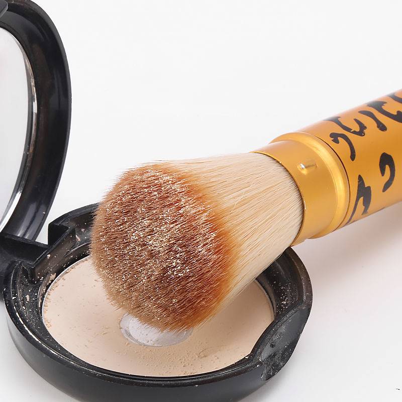 Goldener Puderpinsel - Tragbarer Make-up-Pinsel mit Deckel