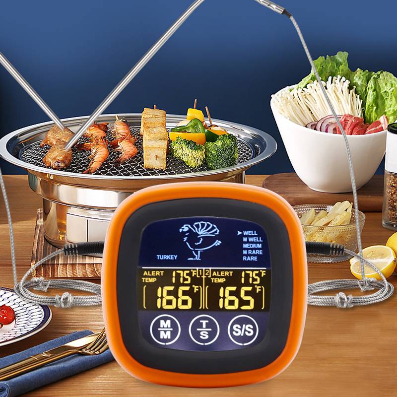 Dual Probe Digitales Lebensmittelthermometer Touchscreen Fleischthermometer