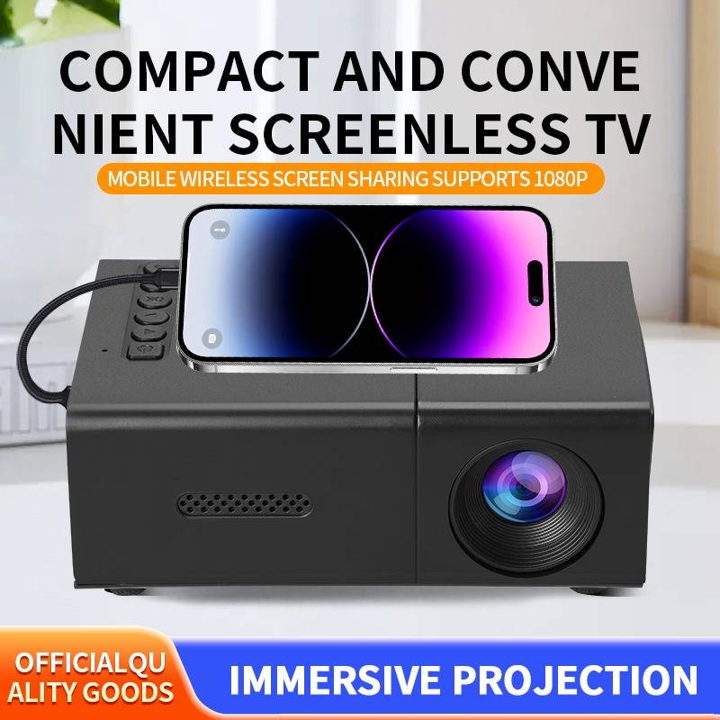 Mini 3D Projektor kompatibel mit Haiqi D3101 Chipset – Tragbares Heimkino, 1080P Decoding, HDMIx1, integrierter 3W-Lautsprecher Black