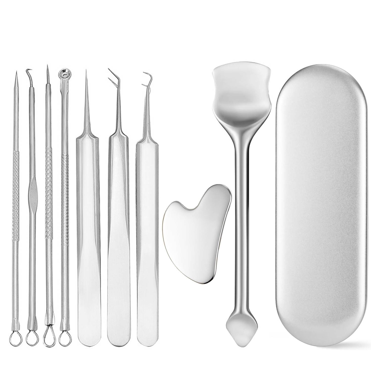 10-teiliges Beauty-Tool-Set aus Edelstahl für die Hautpflege