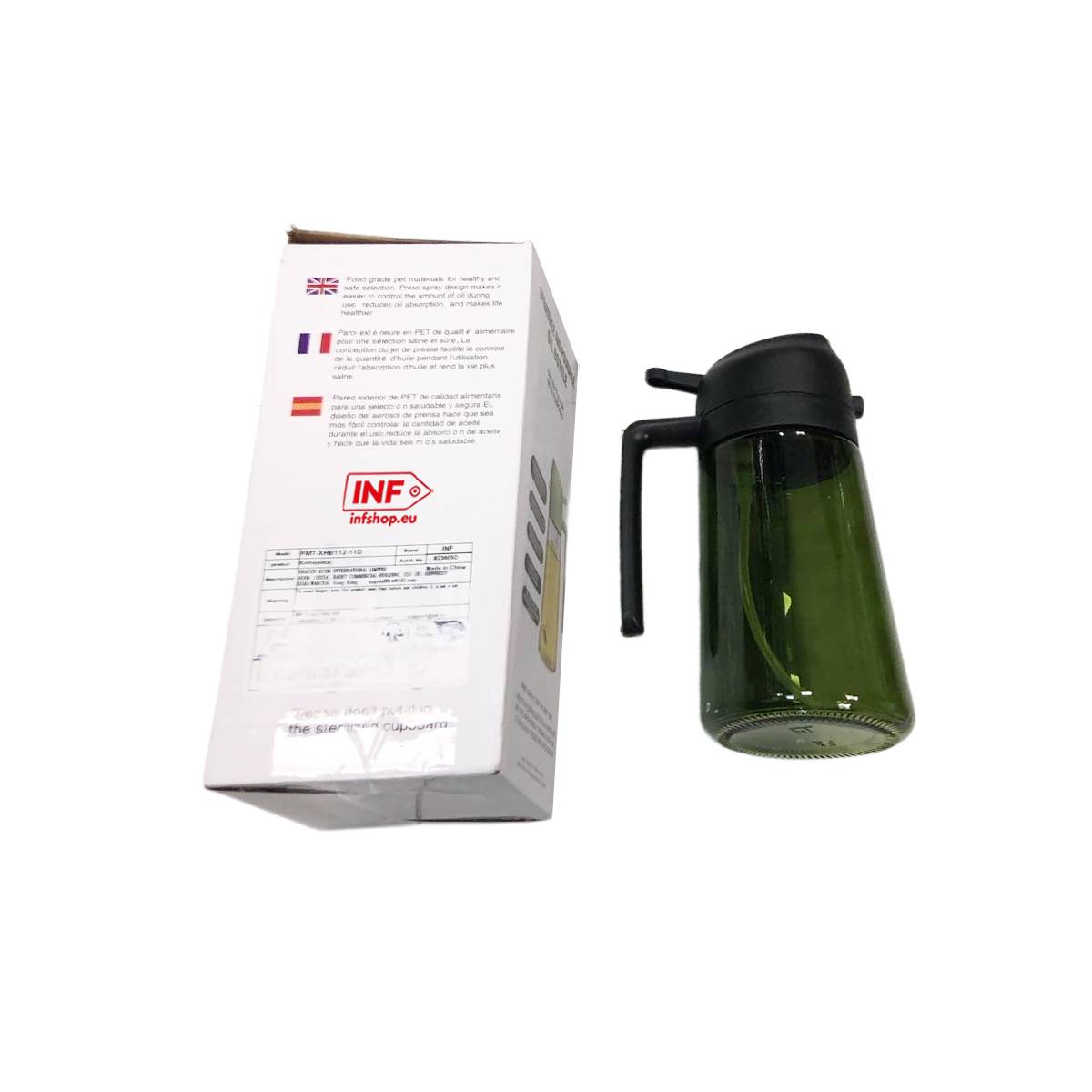 Ölsprühflasche aus dickwandigem Glas – 2-in-1 Sprüh- und Gießfunktion, lichtbeständig Black