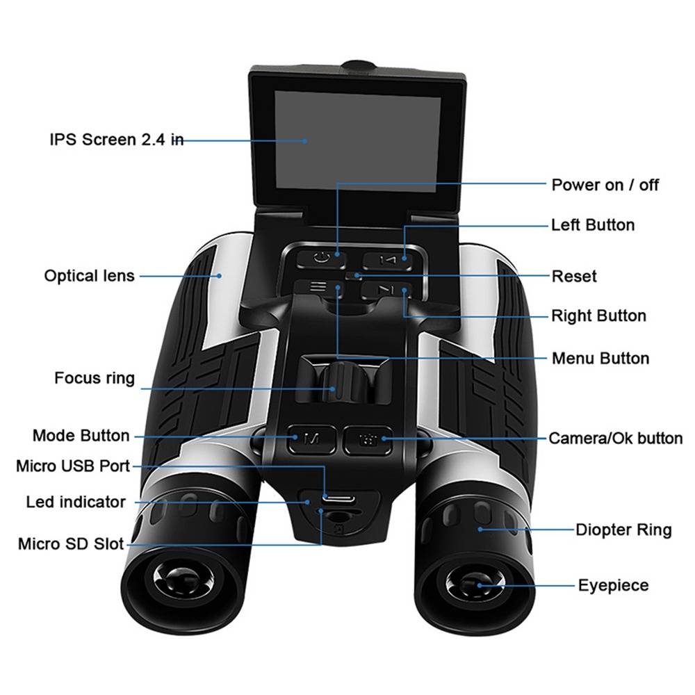 12x32 Digitales Fernglas mit 2.5K Video & 48MP Foto, 8x Zoom & IPS-Bildschirm