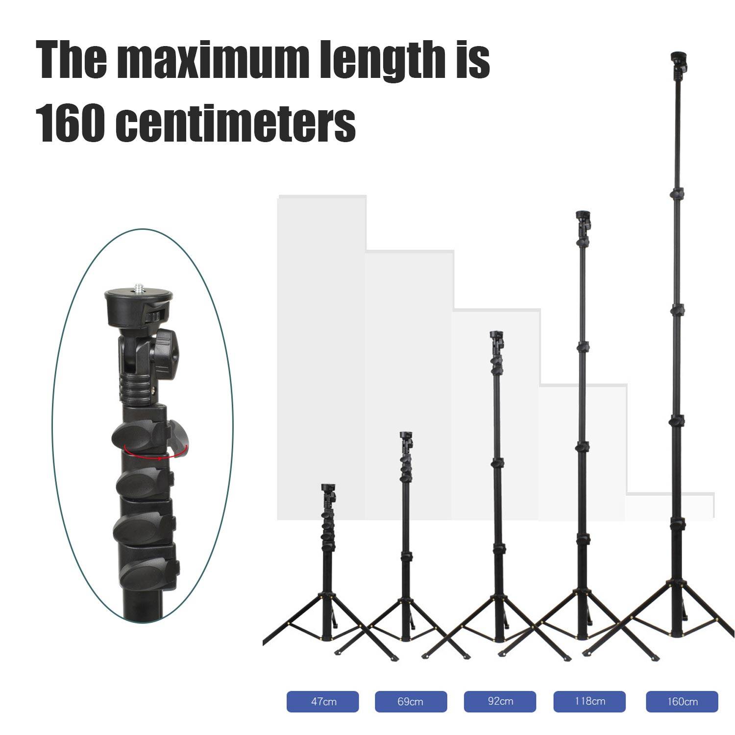 Handystativ / Kamerastativ Tripod (45-160 cm) Schwarz